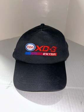 Vintage A.J.M. Esso XD-3 Extra Embroidered Logo Black Snapback Hat